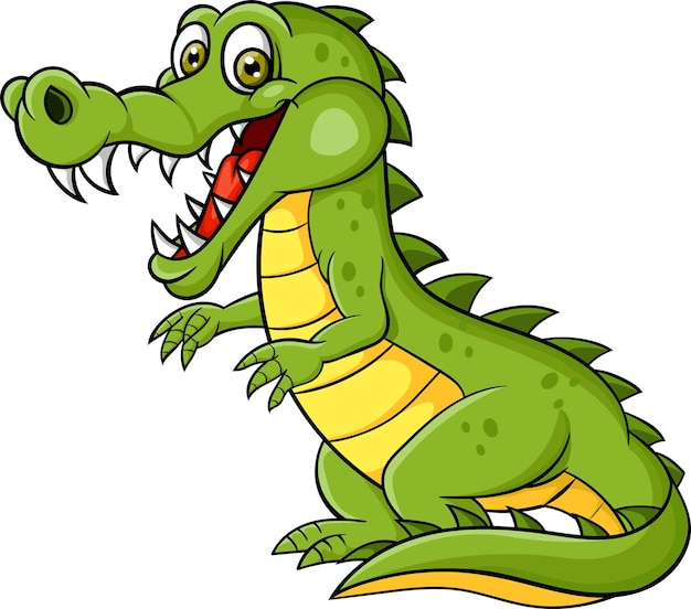 Crocodilo engraçado dos desenhos animados isolado no fundo branco