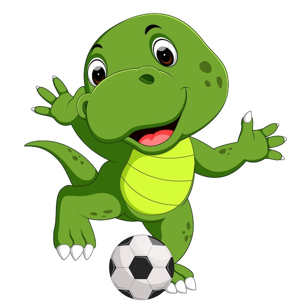 Crocodilo fofo jogando futebol