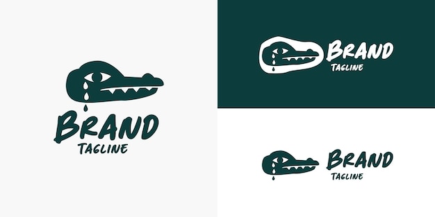 Crocodilo jacaré lágrimas divertido engraçado logo design conceito modelo vetorial para empresa de negócios de marca