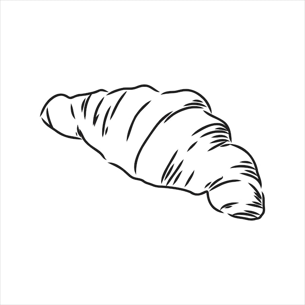 Croissant doodle, uma ilustração de doodle em vetor desenhado à mão de um croissant.