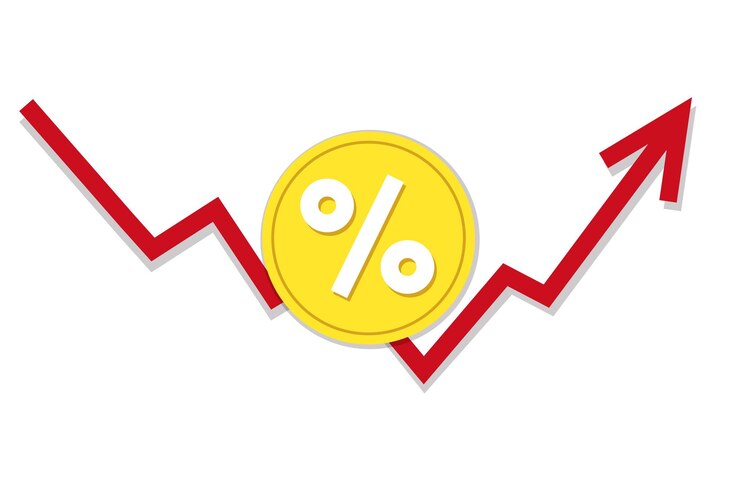 Cronograma de aumentos das taxas de juros devido ao aumento das taxas de inflação Reserva federal do FED ou política monetária do banco central Gráfico vetorial com uma seta apontando para cima