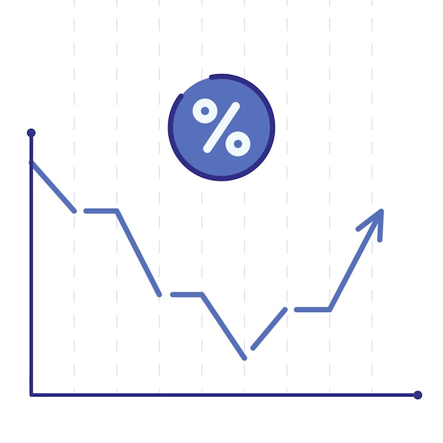 Vetor cronograma de aumentos das taxas de juros devido ao aumento das taxas de inflação reserva federal do fed ou política monetária do banco central gráfico vetorial com uma seta apontando para cima