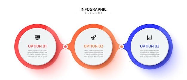Cronograma de modelo de infográfico de negócios com 3 opções e ícone pode ser usado para gráfico de apresentação