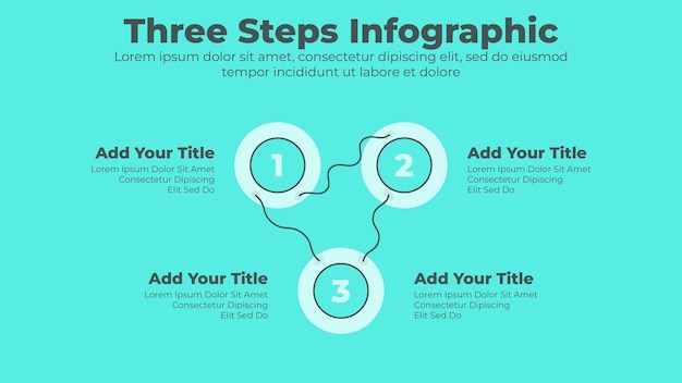 Cronograma de negócios mínimo com 3 etapas ou modelo de apresentação de infográfico de negócios de opções