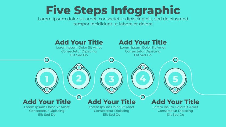 Vetor cronograma de negócios mínimo com 5 etapas ou opções de modelo de apresentação de infográfico de negócios