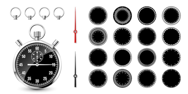 Cronometro clássico com faces de relógio cronômetro de metal brilhante contador de tempo com temporizador de contagem regressiva