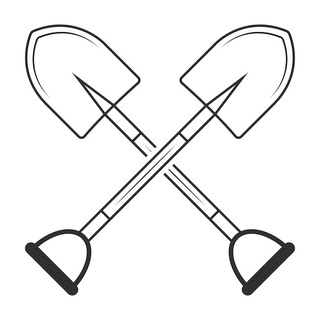 Vetor cross shovel outline shovel shovel pá equipamento de trabalho ferramentas de construção clipart jardim