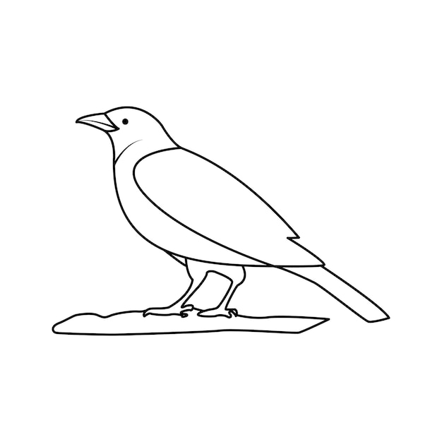 Crow desenho de arte vetorial contínuo de uma linha e desenho de tatuagem