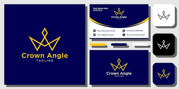 Crown angle contorno luxo elegância moderna geométrica simples com modelo de cartão de visita