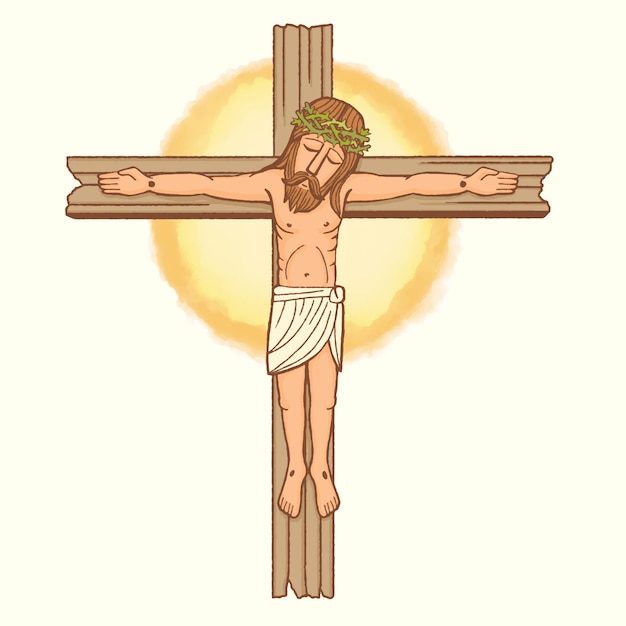 Cruz com jesus cristo crucificado a história bíblica para a páscoa ou sexta-feira santa