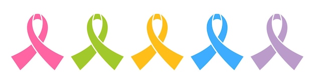 Cruz de fita de conscientização conjunto de ilustração vetorial de símbolo de câncer de mama em design plano