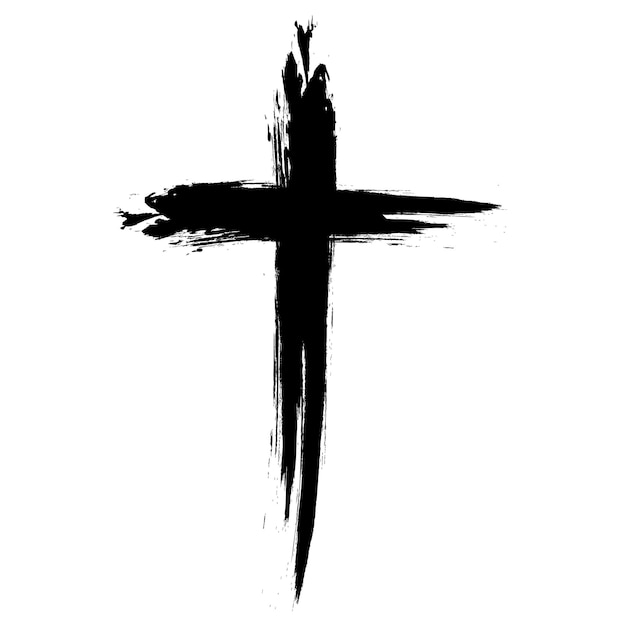 Cruz de pincel, símbolo de fé em branco