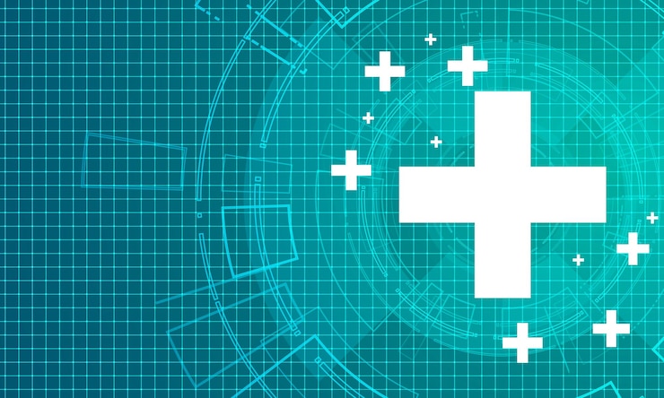 Vetor cruz de tecnologia médica