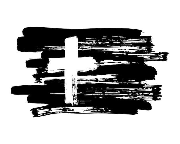 Cruz desenhada à mão Cruz Grunge Cruz feita com pincelada