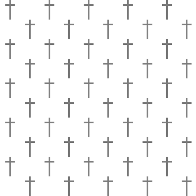 Cruzes cristãs em fundo branco padrão preto e branco textura repetível sem costura