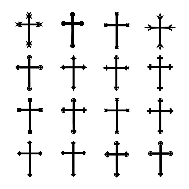 Vetor cruzes ícone conjunto de ilustração vetorial