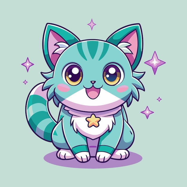 Vetor cryptid gato bonito kawaii ilustração de arte vetorial