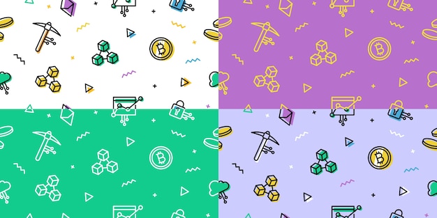Crypto blockchain seamless pattern background