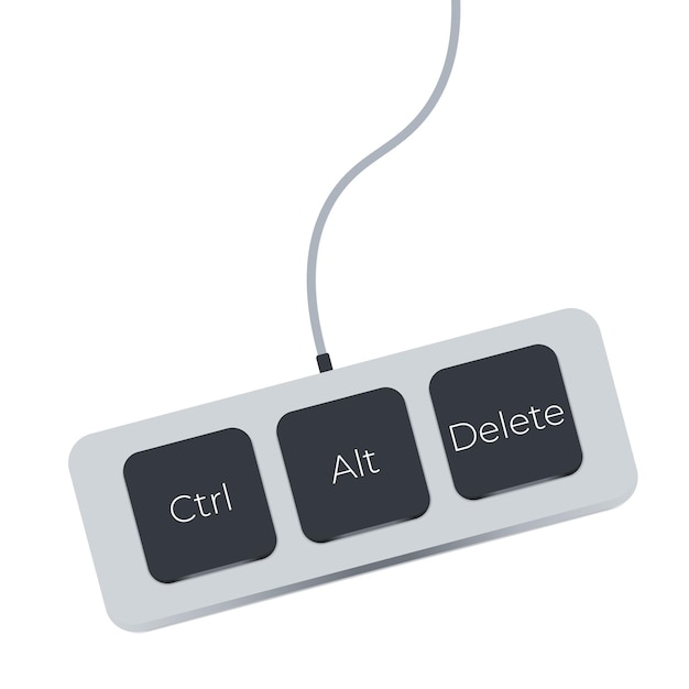 Ctrl alt e del no ícone de atalho de teclado estilo plano de fundo branco para o seu aplicativo de logotipo de design de site ui três botões para corrigir o símbolo do computador