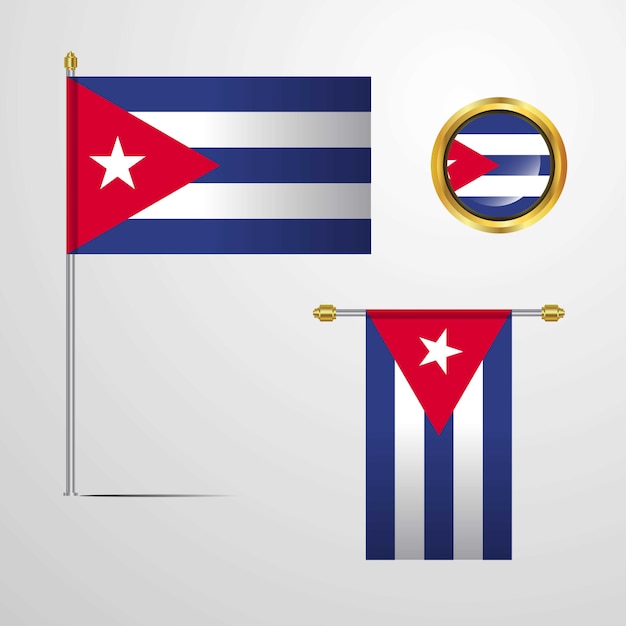 Cuba agitando bandeira design com vetor de crachá