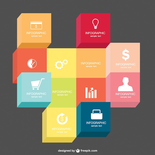 Cubo 3d infográfico vetor