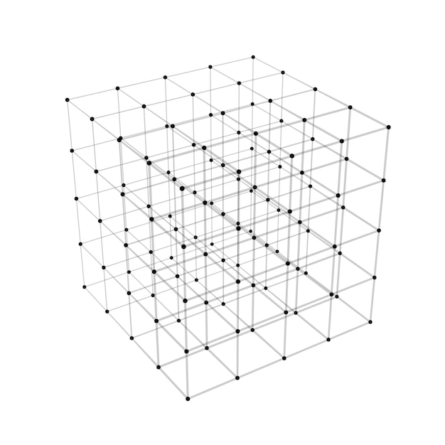 Vetor cubo abstrato de pontos em fundo escuro partículas parciais 3dilustração vetorial conceito de rede global ícone de big data