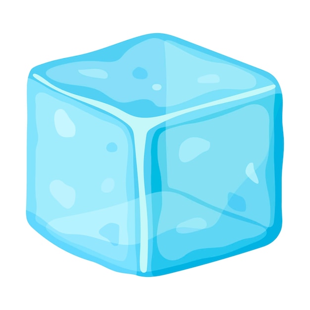 Cubo de gelo ou pedaço quebrado de gelo Bloco congelado frio objeto ártico nevado sobre fundo branco no estilo cartoon