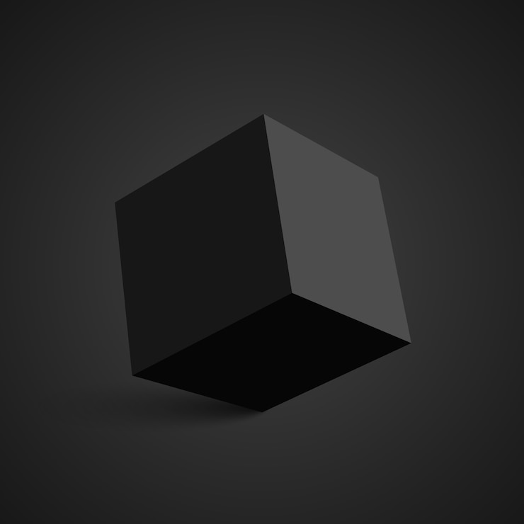 Vetor cubo preto. caixa quadrada. .