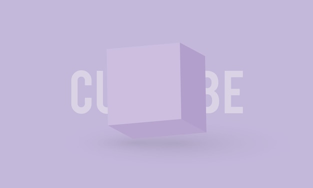 Cubo roxo em branco no fundo roxo