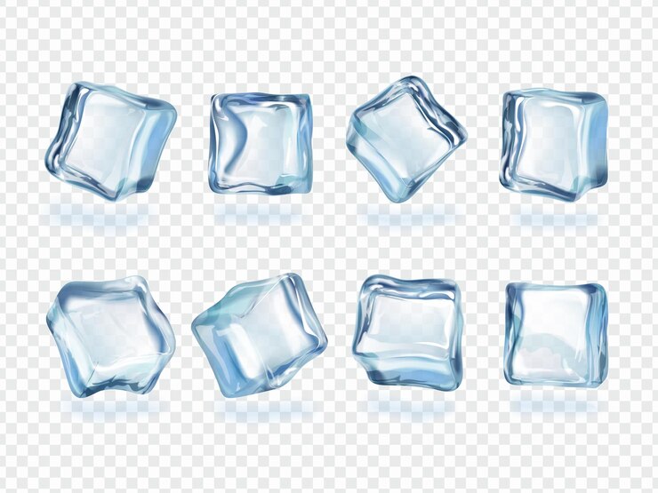 Vetor cubos de gelo realistas congelar cristal transparente cubos 3d translúcido pedaço congelado aqua bloco quadrado congelar líquido peça sólida gelada peças congeladas set frescura ilustração exata