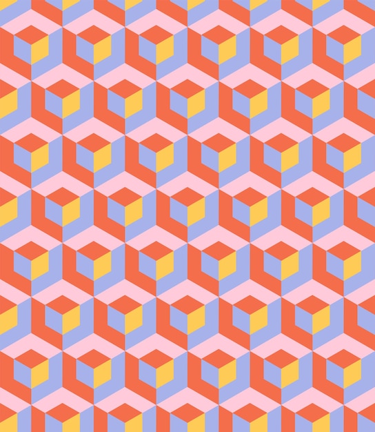 Cubos isométricos vetor padrão sem emenda textura geométrica abstrata têxtil moderno fundo retrô