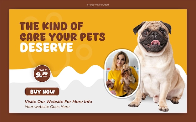 Cuidados com animais de estimação e loja premium vetor web banner e banner Template Design