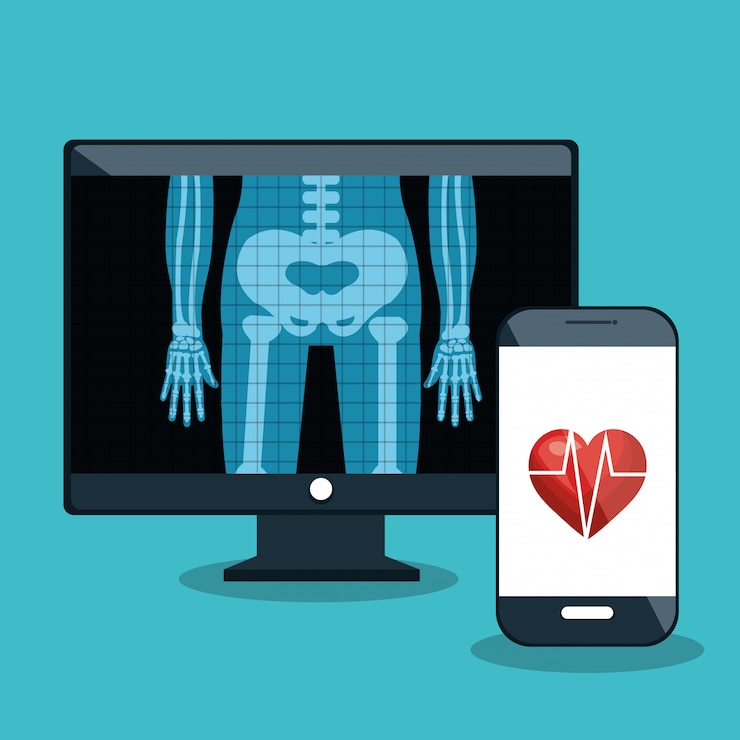 Vetor cuidados de saúde médicos digitais de raio x isolados