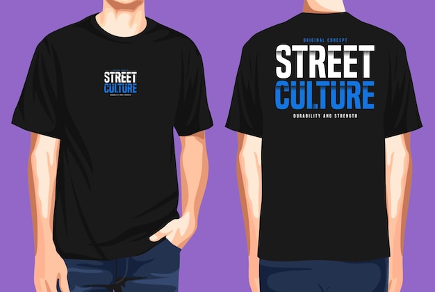 Cultura de rua de frente e de trás de camisetas