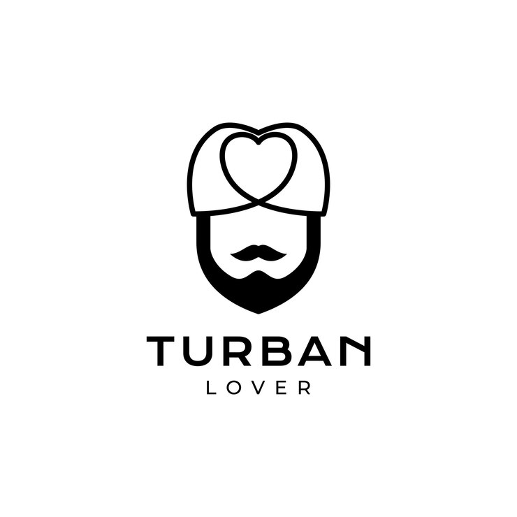 Vetor cultura de turbantes com vetor de design de logotipo de amor