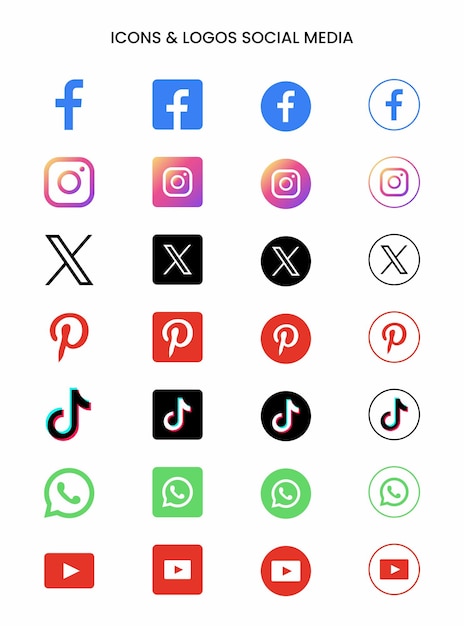 Vetor culturas icons amp logos médias sociais