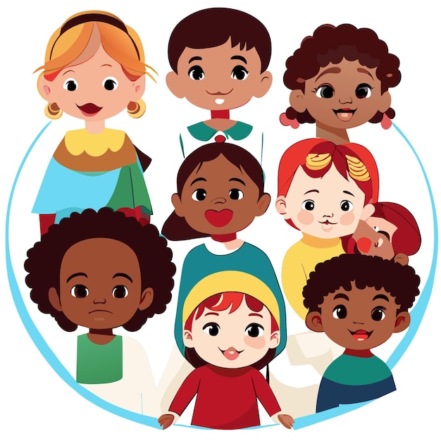 Vetor culturas mundiais na representação multicultural infantil