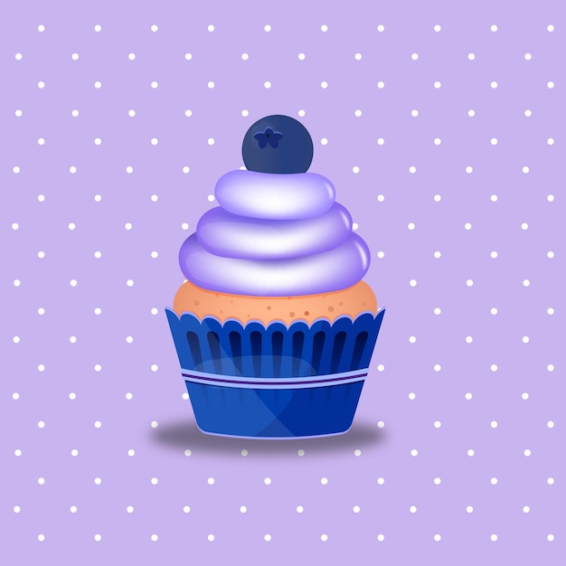 Vetor cupcake blue berry