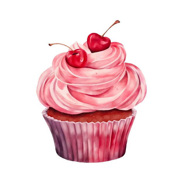 Vetor cupcake com cerejas_clipart