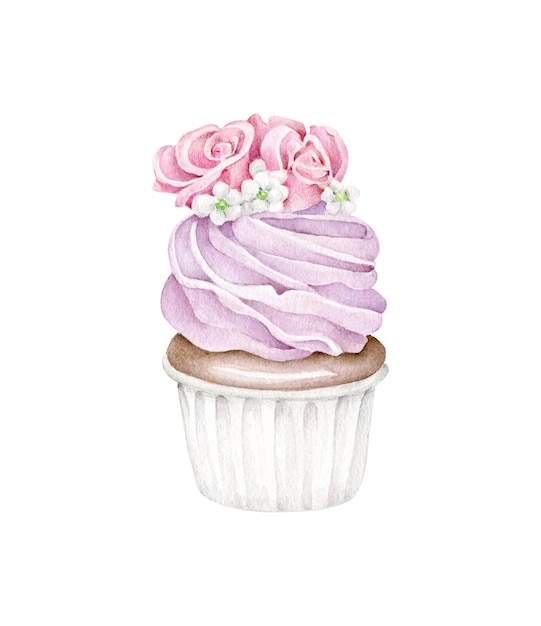 Vetor cupcake com rosas