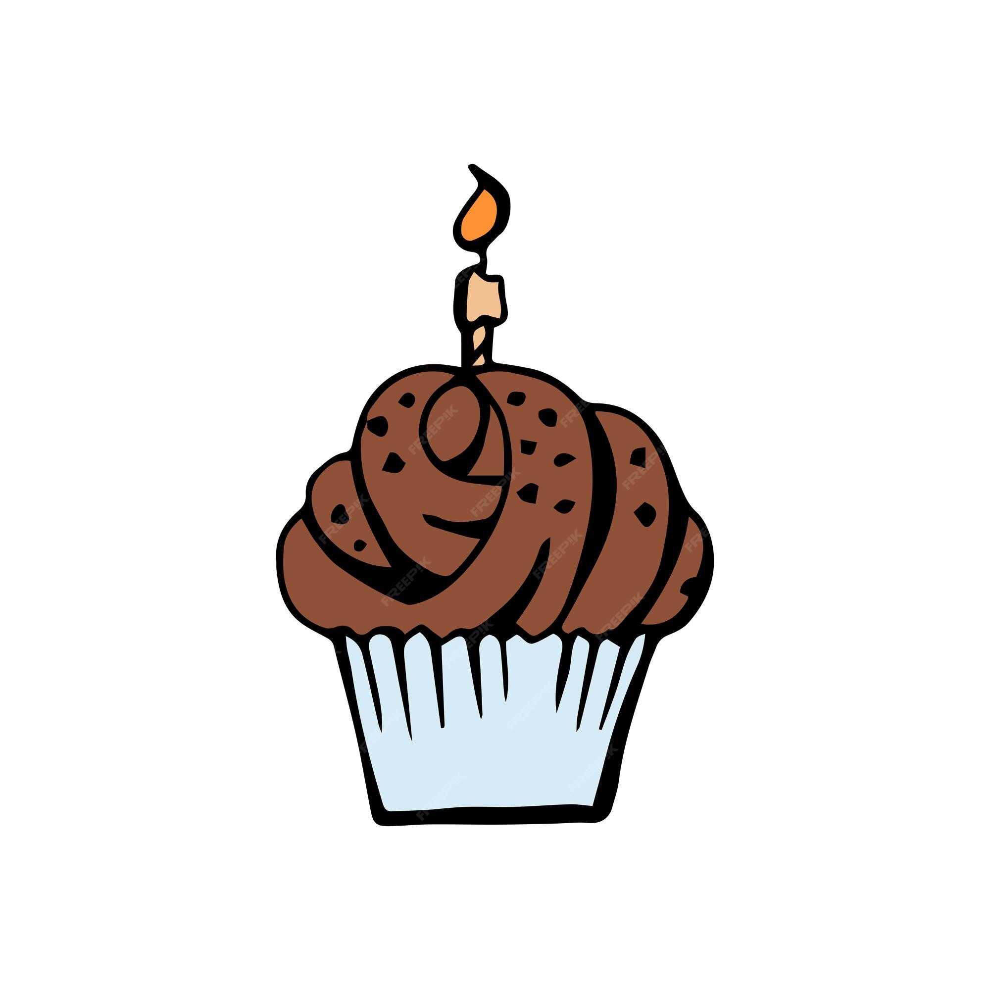 Design PNG E SVG De Cupcake De Aniversário Azul Kawaii Para Camisetas