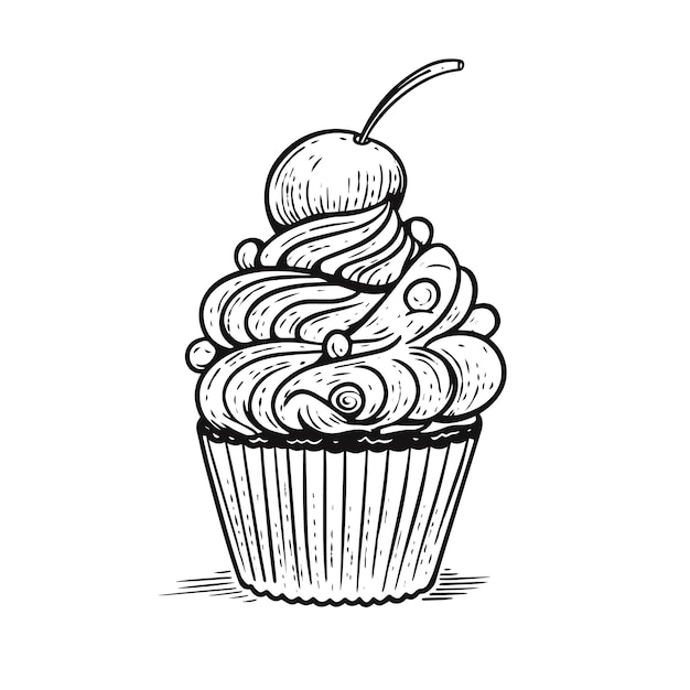 Cupcake com uma cereja no topo.