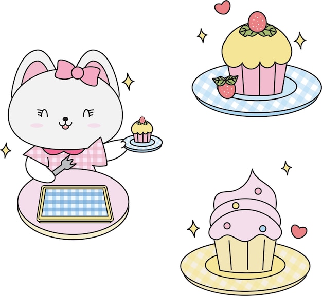 Cupcake de morango de gato.