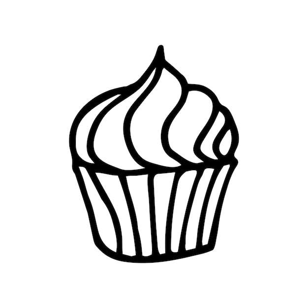 Cupcake doodle mão desenhada ilustração vetorial gráfico padaria ícone doces