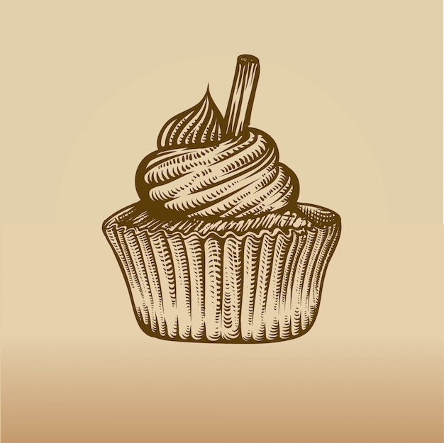 Cupcake em estilo de gravura