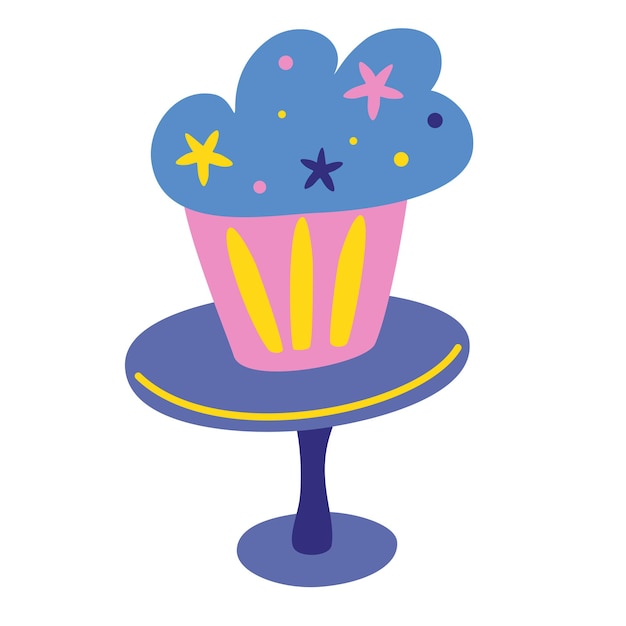 Cupcake em um prato. ícone da culinária de férias em um estilo simples para decoração, aniversários, casamentos, aniversários, festas infantis. bolos doces, muffin, cupcake. ilustração em vetor em um estilo simples.