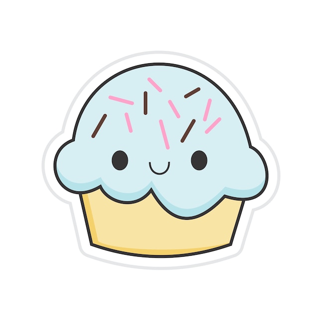 Vetor cupcake kawaii