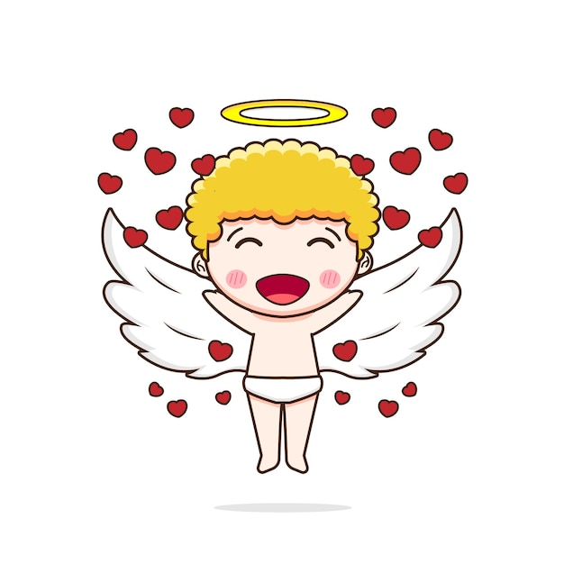 Cupido fofo compartilhando amor