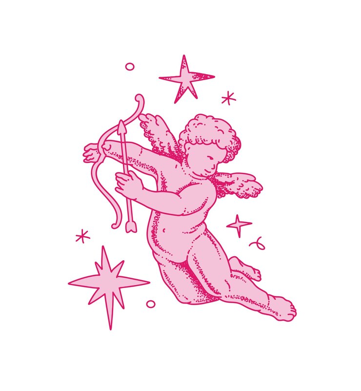 Vetor cupido rosa com arco e flecha