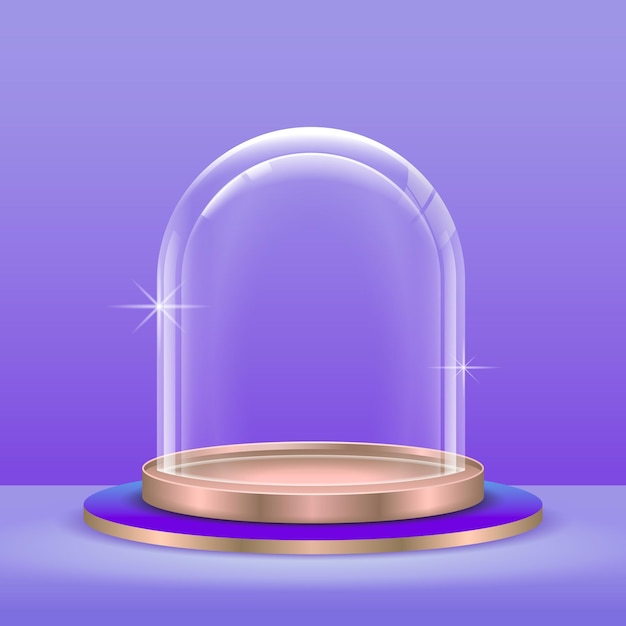 Cúpula de vidro moderna ou produto de suporte de pódio com ilustração do conceito de cúpula de vidro